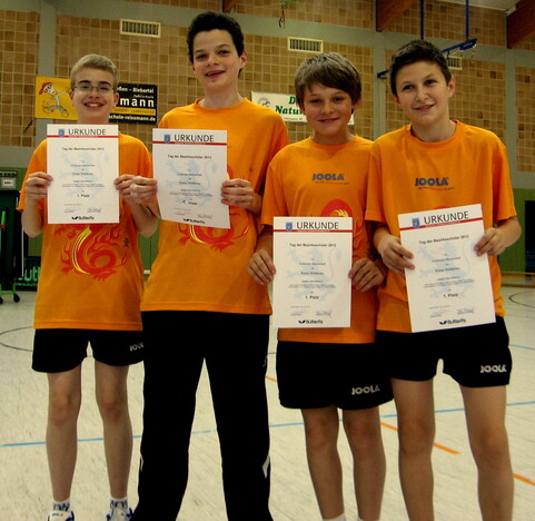 Die siegreichen A-Schüler des Wetteraukreises. Links im Bild der Hungener Felix Droese. (Foto: Norbert Fritz)