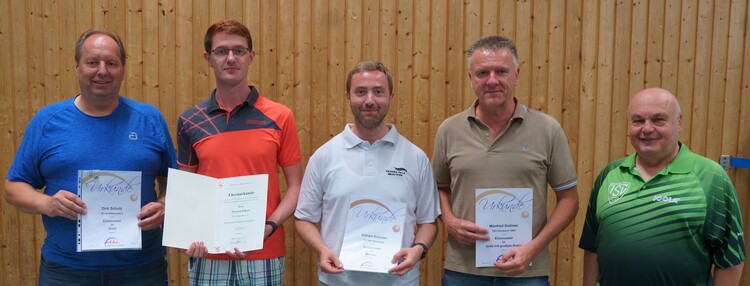 Bild: Dirk Schulz, Torsten Elbert, Adrian Kreuzer, Manfred Gollmer, Jakob Machel (es fehlen Harald Schmitt und Bernhard Glanzner) v.l.n.r.