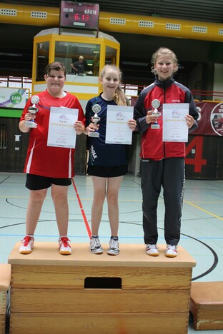 Die Besten der Schülerinnen B (v.l.): Jennifer Wedel (TSV Raunheim), Sophia Klee (Sportclub Niestetal) und Vivien Jöckel (SC Lanzenhain).
